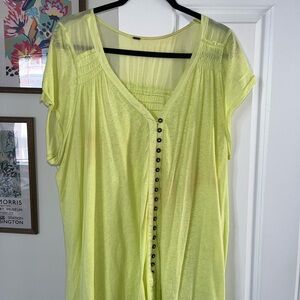 Free People Yellow Button-Down Tunic